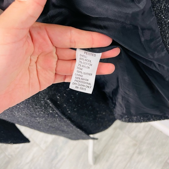 Vintage Ann Tjian For Kenar Petite Tweed Charcoal Mini Skirt Blazer Suit SET - Picture 12 of 13